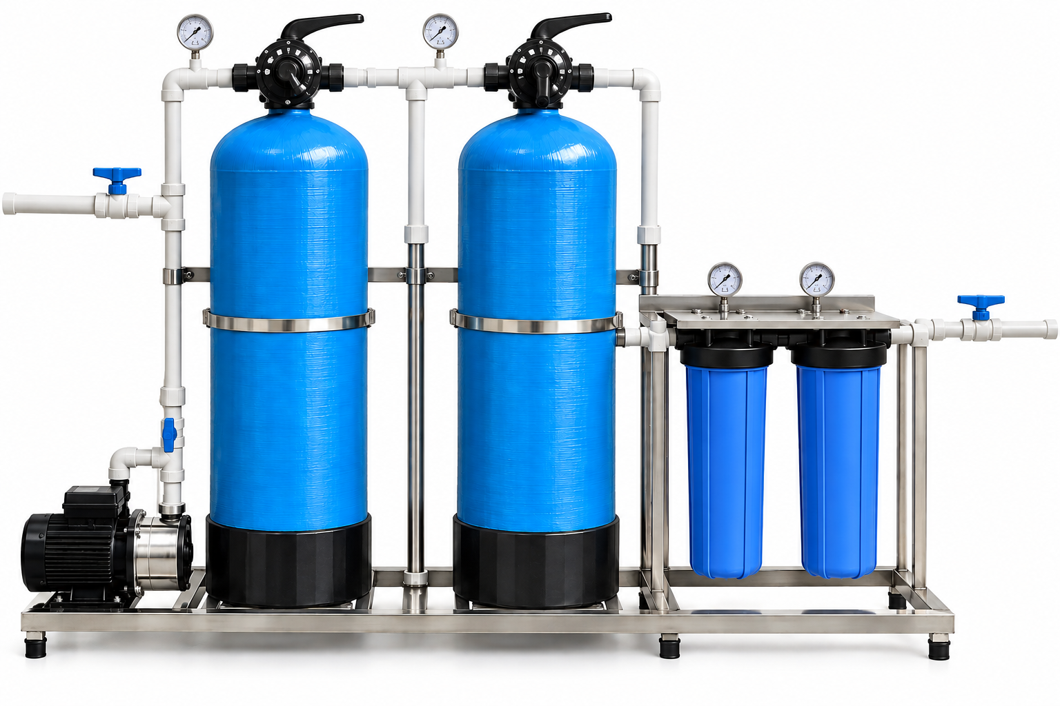 1000 LPH Automatic Multigrade Filter (MGF) + Activated Carbon Filter (ACF) Water Purification System with 4-Stage Cartridge & UF Filtration
