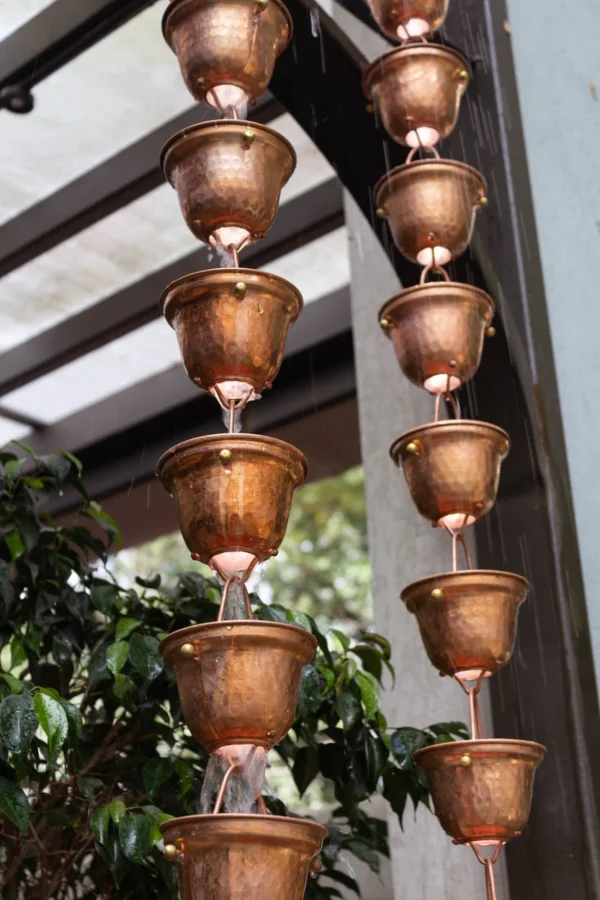 Ridge Scallop Cups Rain Chain - Alternative for Plastic Rainwater Down Pipe - Image 14