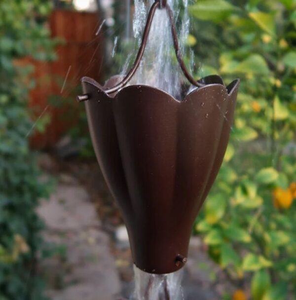 Ridge Scallop Cups Rain Chain - Alternative for Plastic Rainwater Down Pipe - Image 2